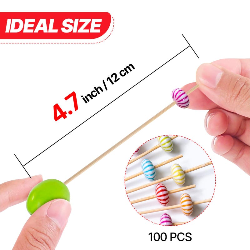 PuTwo Cocktail Picks Handmade Bamboo Toothpicks 100ct 4.7" Multicolor Pumkin - Image 3